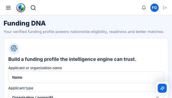 Funding DNA screen in the Fundagine application